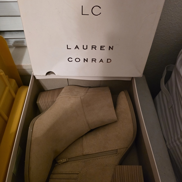 LC Lauren Conrad Shoes - LC Lauren Conrad Light Tan Faux Suede Ankle Booties
